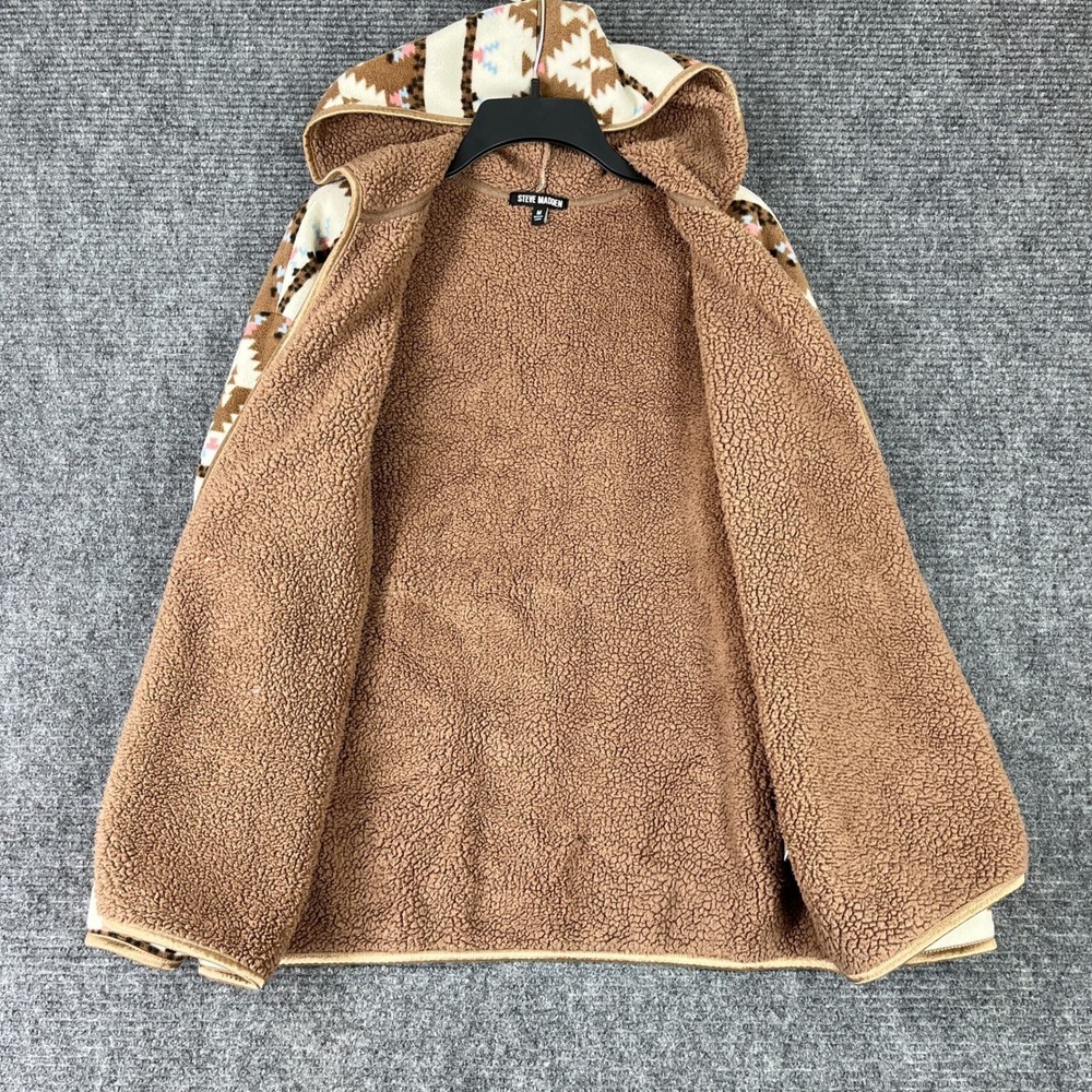 Steve Madden Sherpa Jacket Size M Hooded Cozy Boho Westerncore Winter Essential - Picture 4 of 10